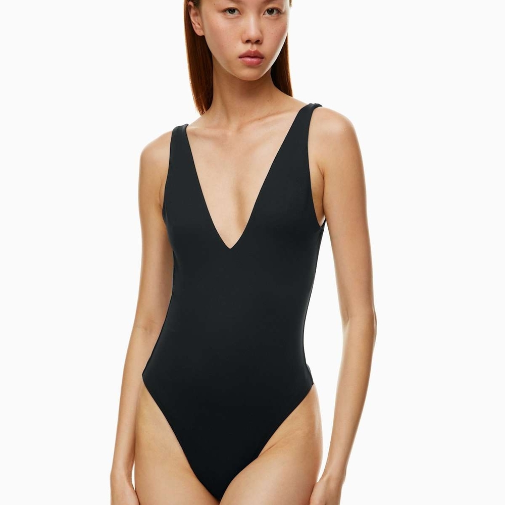 Babaton Black Deep V-Neck Bodysuit